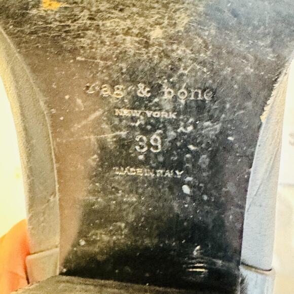 Rag & Bone Boots Women 9 Black Leather Newbury Ankle Block Heel Back Zip Comfort - Picture 9 of 10